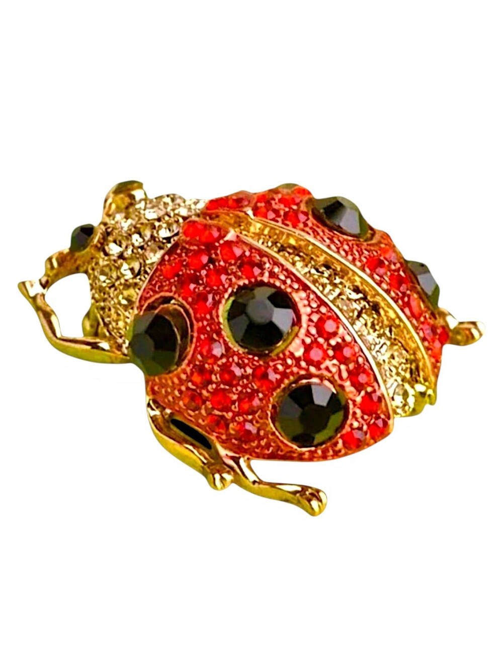 Ladybug pendant with 6 spots; Rhinestone; 1.18"h x 1.1" w; nwot